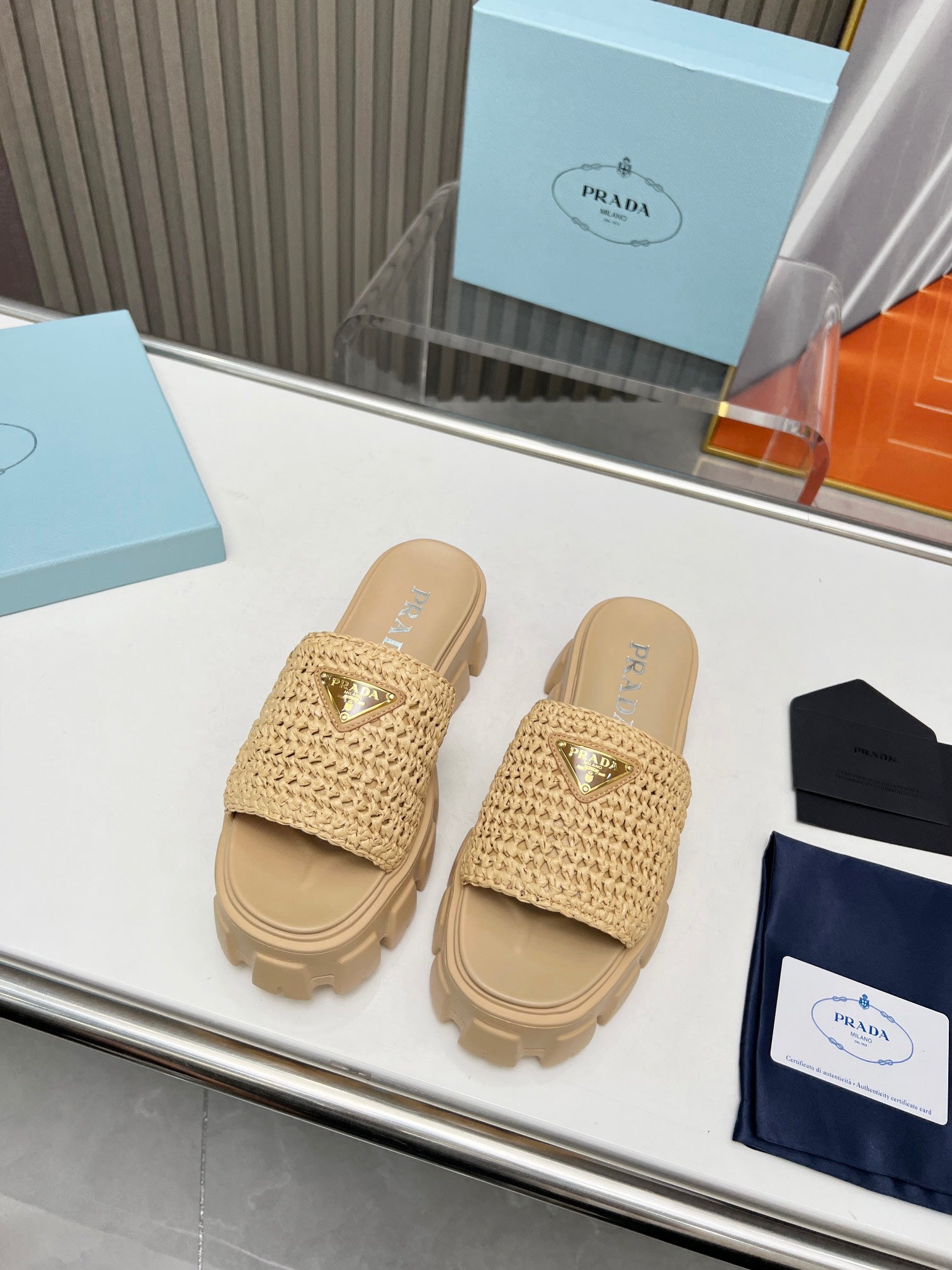 PD Straw platform slippers 1826062201
