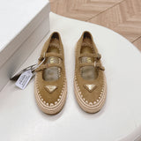 Raffia Straw Mary Jane Flat Single Shoes 1025051503