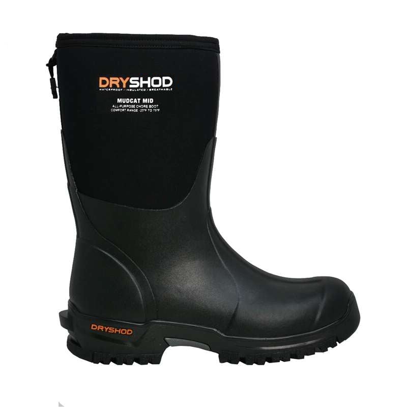 Dryshod Mudcat Rugged Mid-Calf Work Boot | Black | Lightweight |Rubber